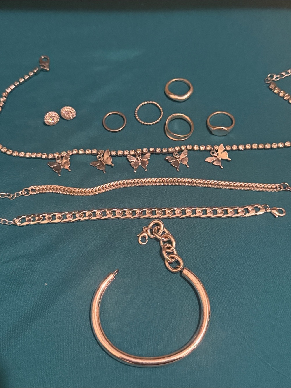 Sterling Silver-Tone Butterfly Charm Bracelet and Jewelry Set - Silver